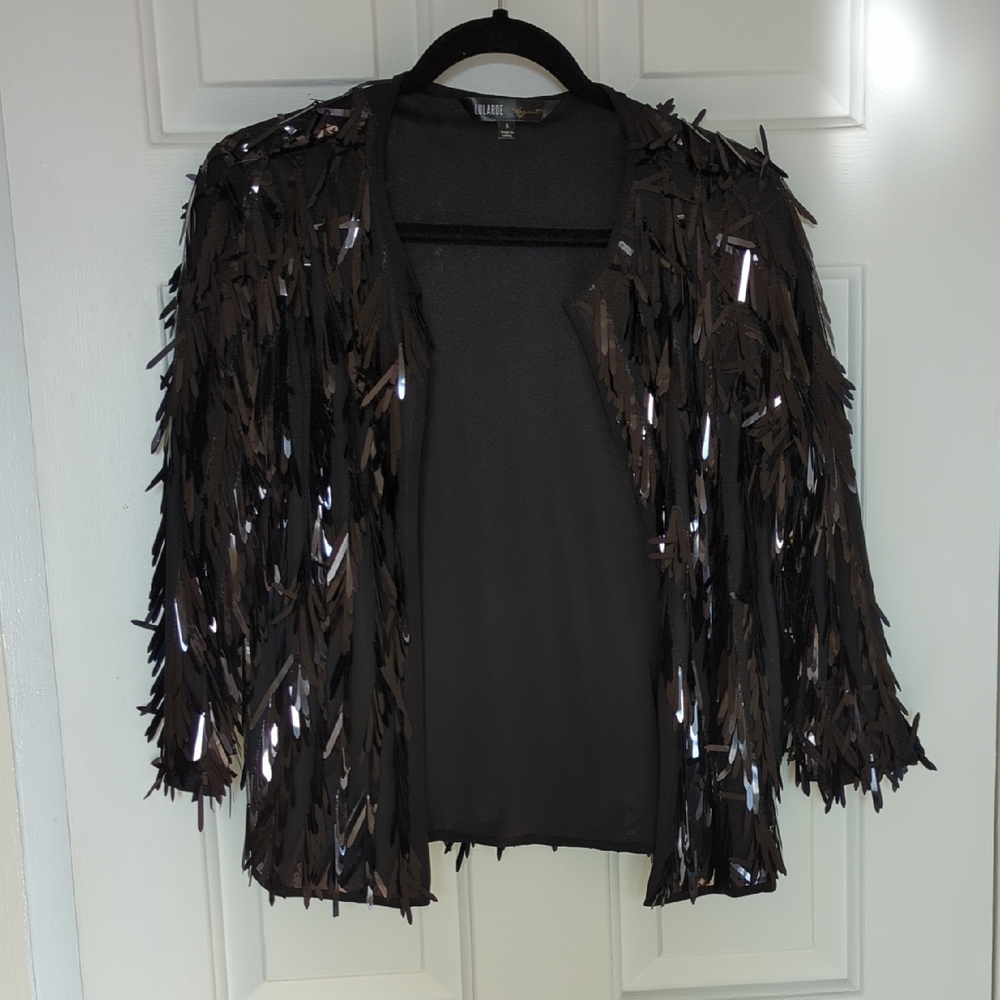 LuLaRoe Black Sequin Fringe Blazer